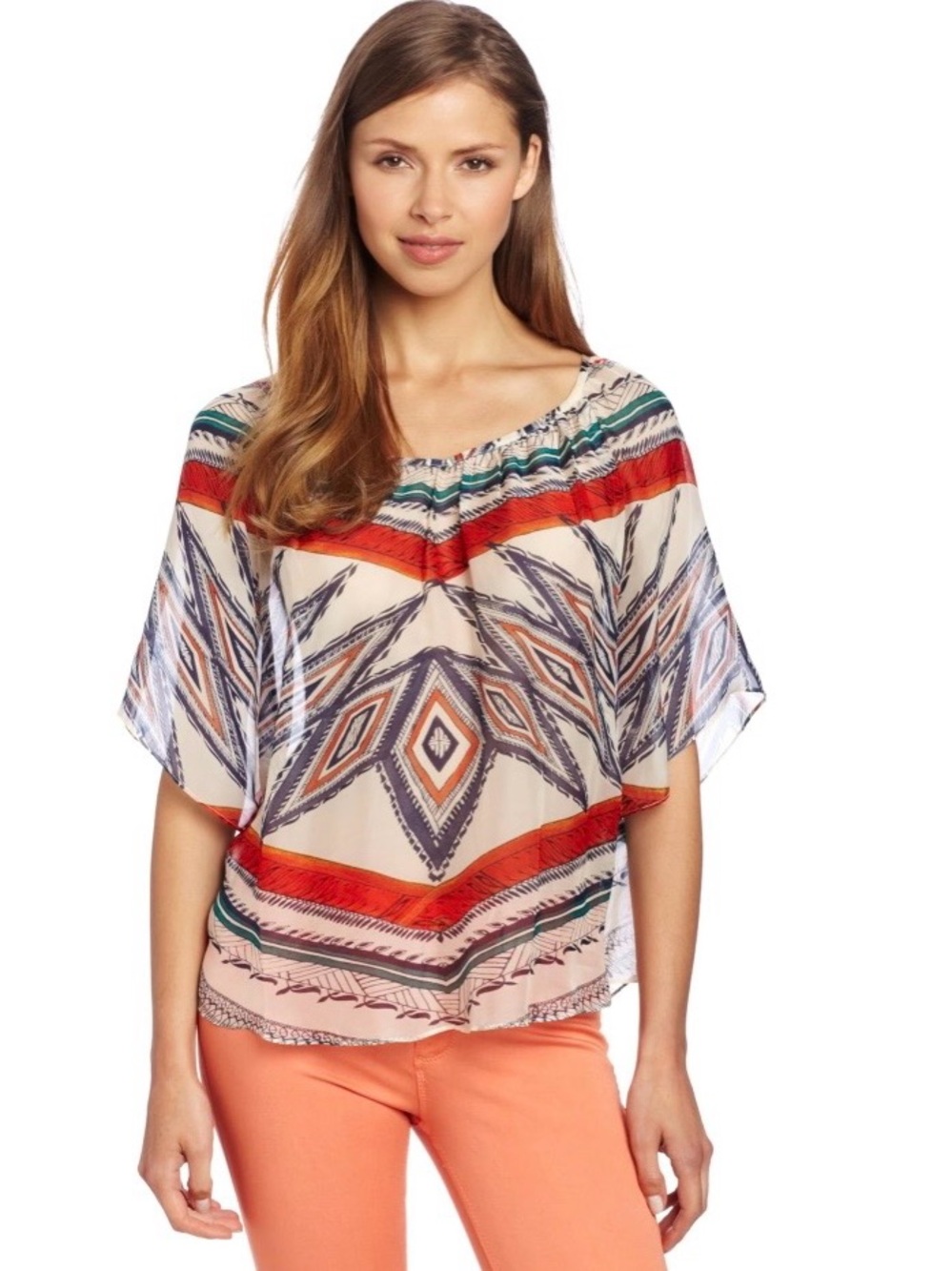 Lucky Brand Sheet Boho Sardinia Tribal Scarf Butterfly Top